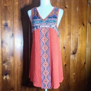 THML Sleeveless Dress W/Aztec Embroidery Size L